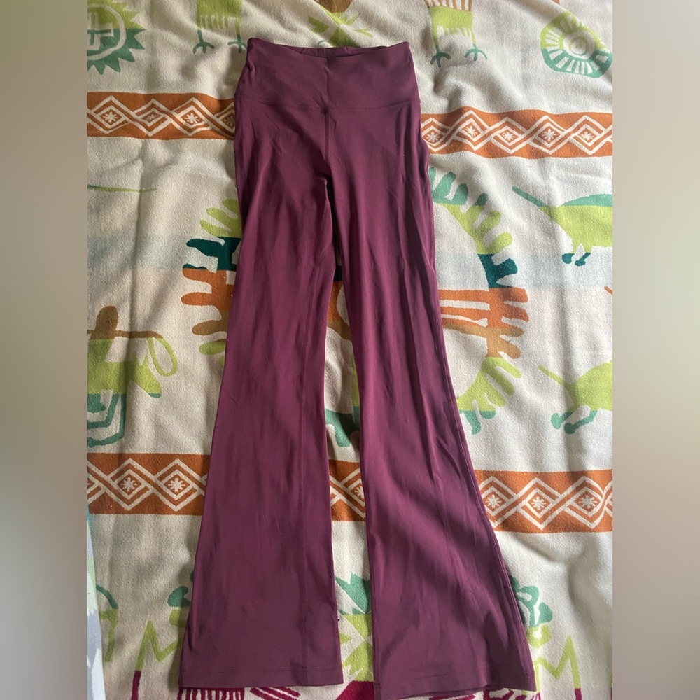 Women's High-Waist Flare Leg Pants - Plum